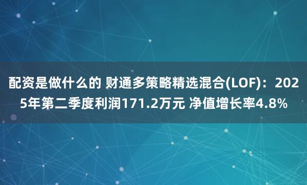 配资是做什么的 财通多策略精选混合(LOF)：2025年第二季度利润171.2万元 净值增长率4.8%