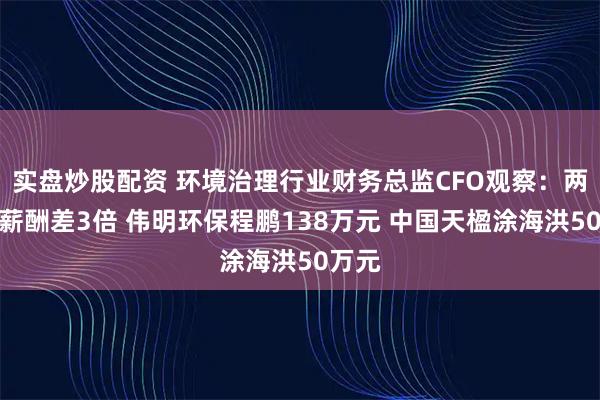 实盘炒股配资 环境治理行业财务总监CFO观察：两博士薪酬差3倍 伟明环保程鹏138万元 中国天楹涂海洪50万元